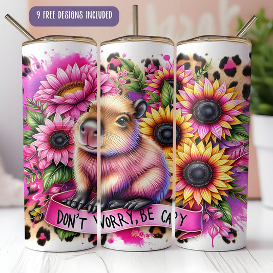 a set of three coffee mugs with a picture of a koala and flowers