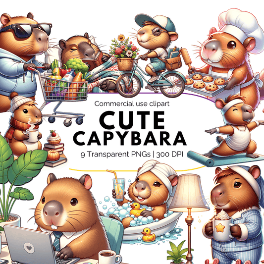 Capybara Watercolor Clipart