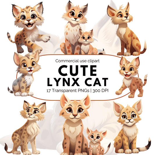 Cartoon watercolor Lynx Clipart