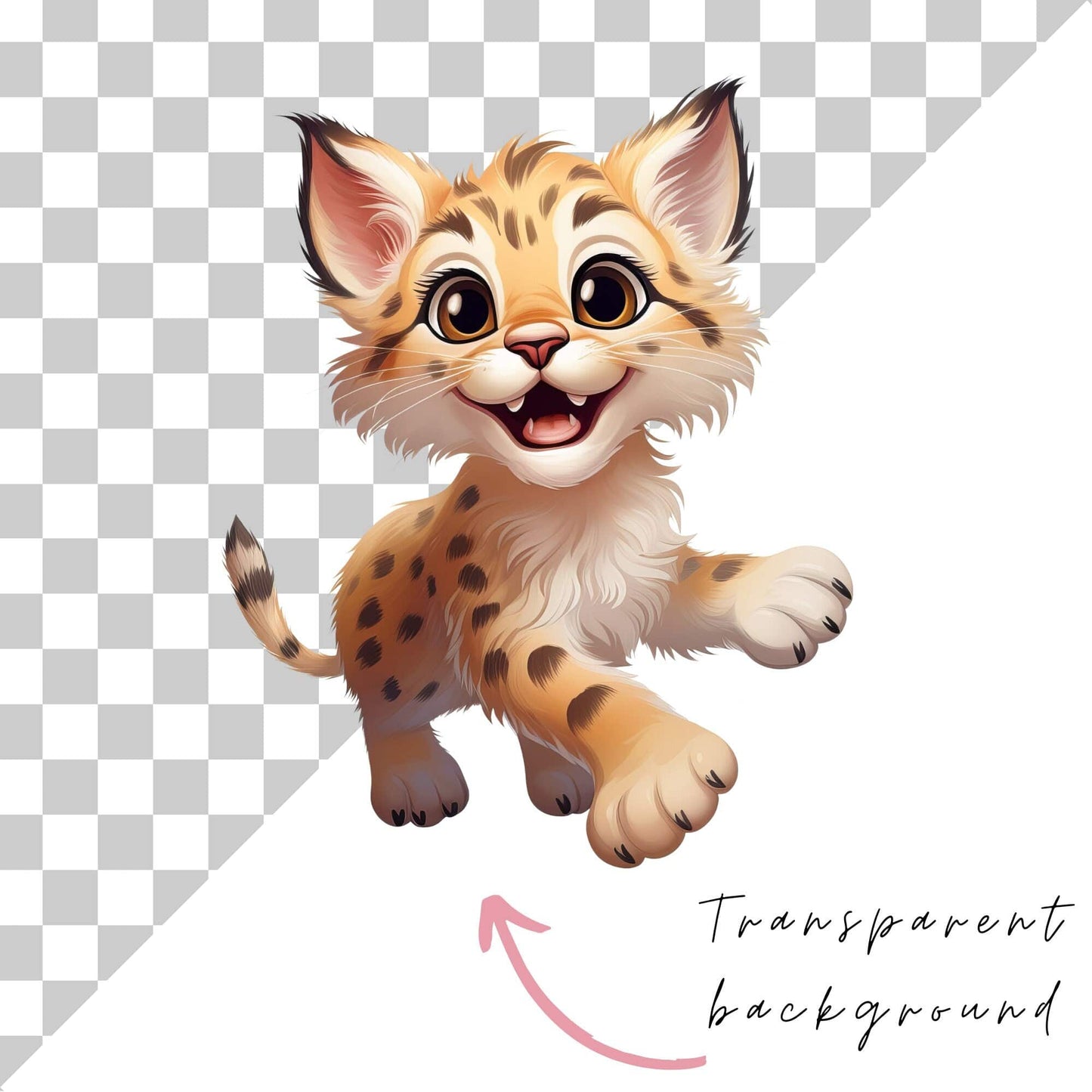 Cartoon watercolor Lynx Clipart