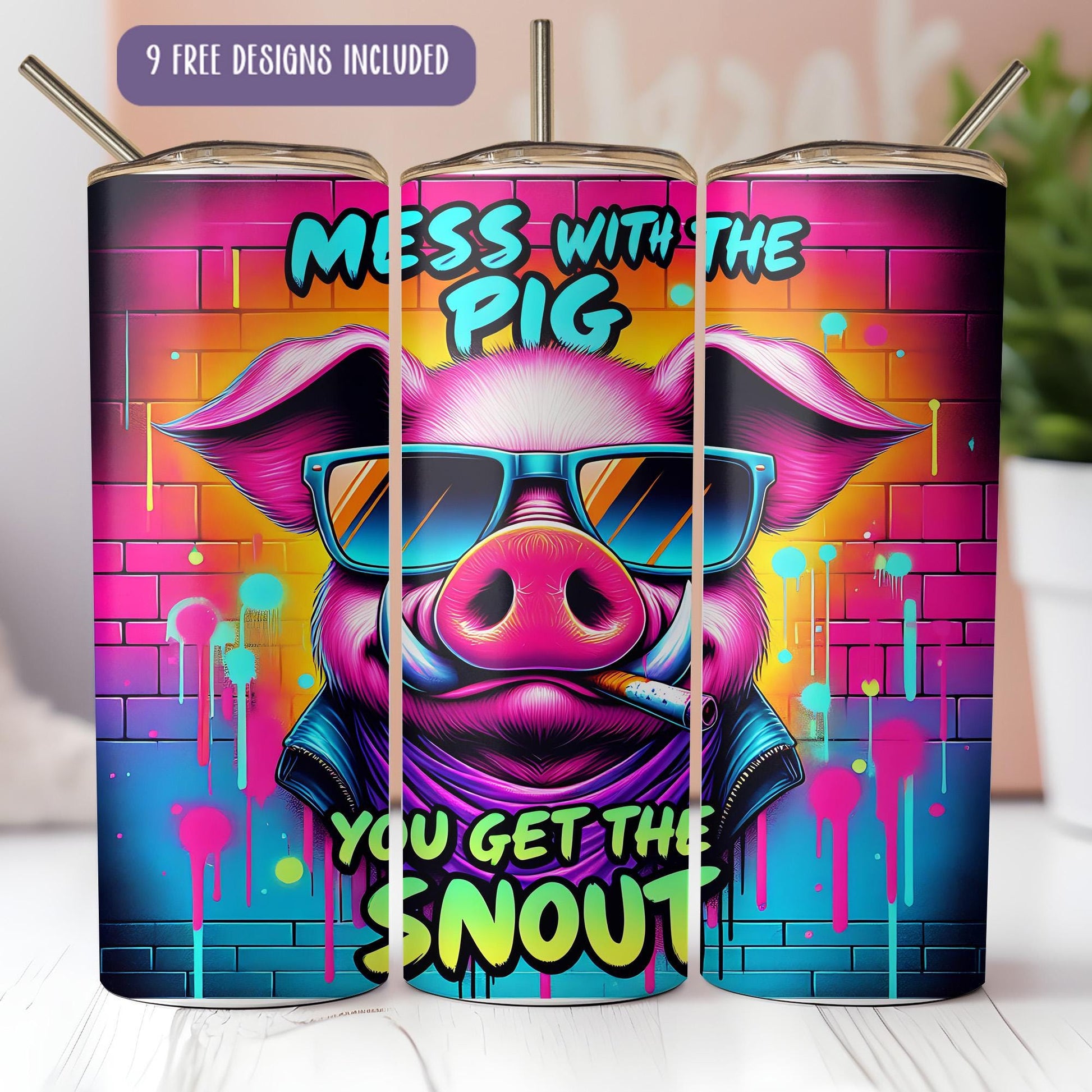 a pink pig wearing sunglasses and smoking a cigarette