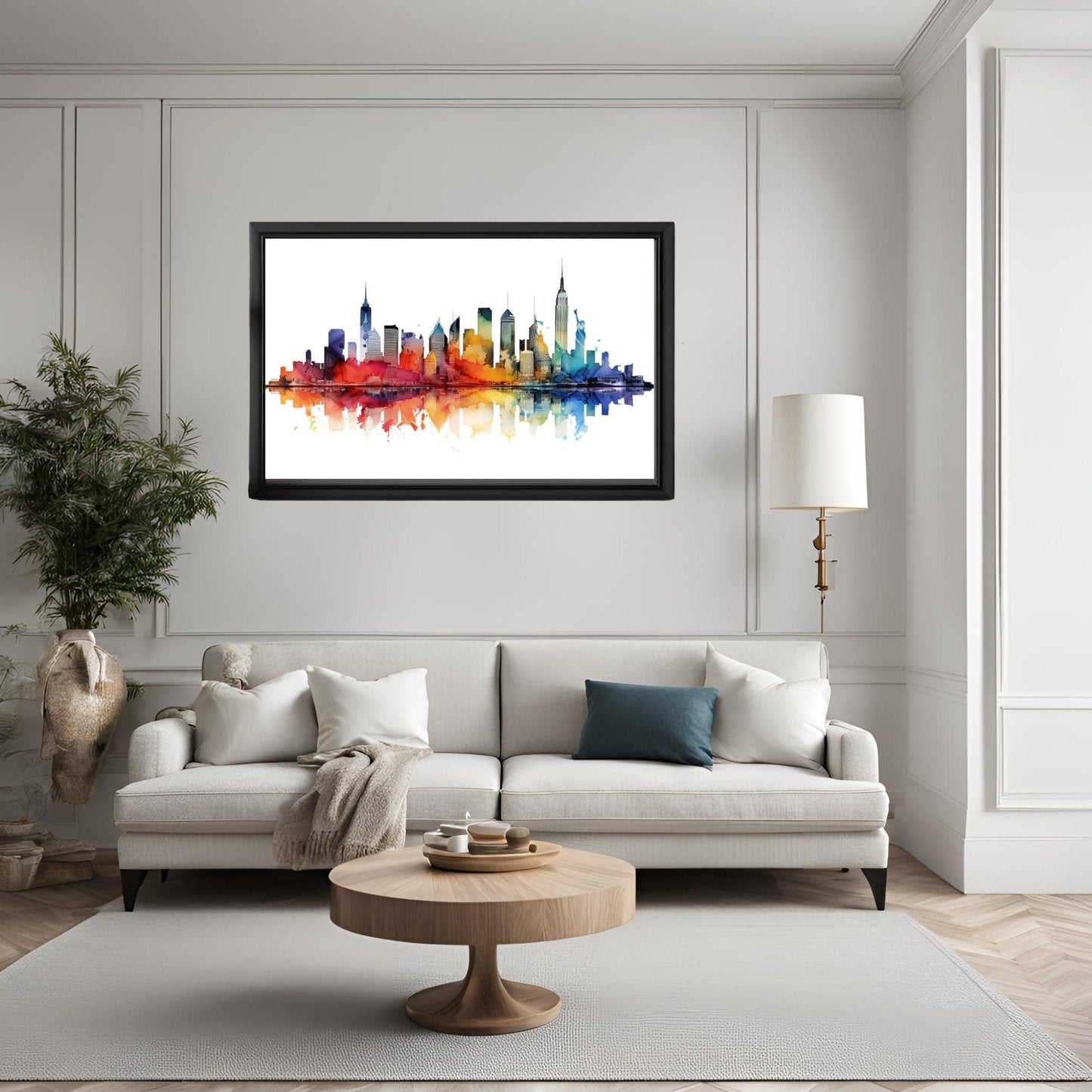 Watercolor Vibrant Abstract New York Skyline Clipart