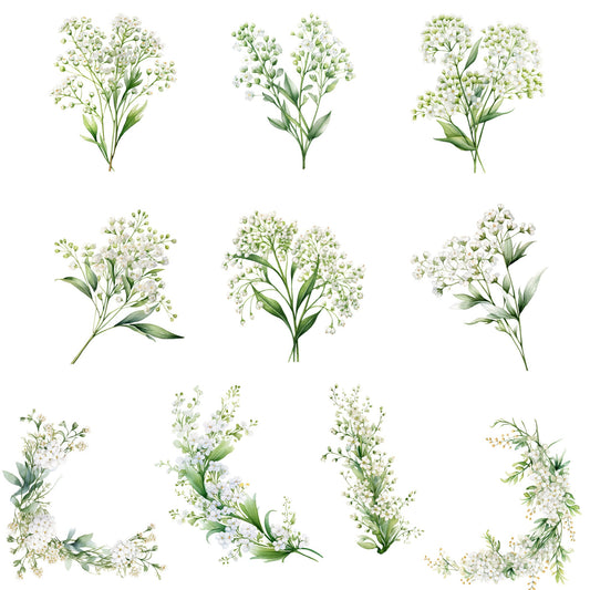 Clipart floral de aliento de bebé en acuarela