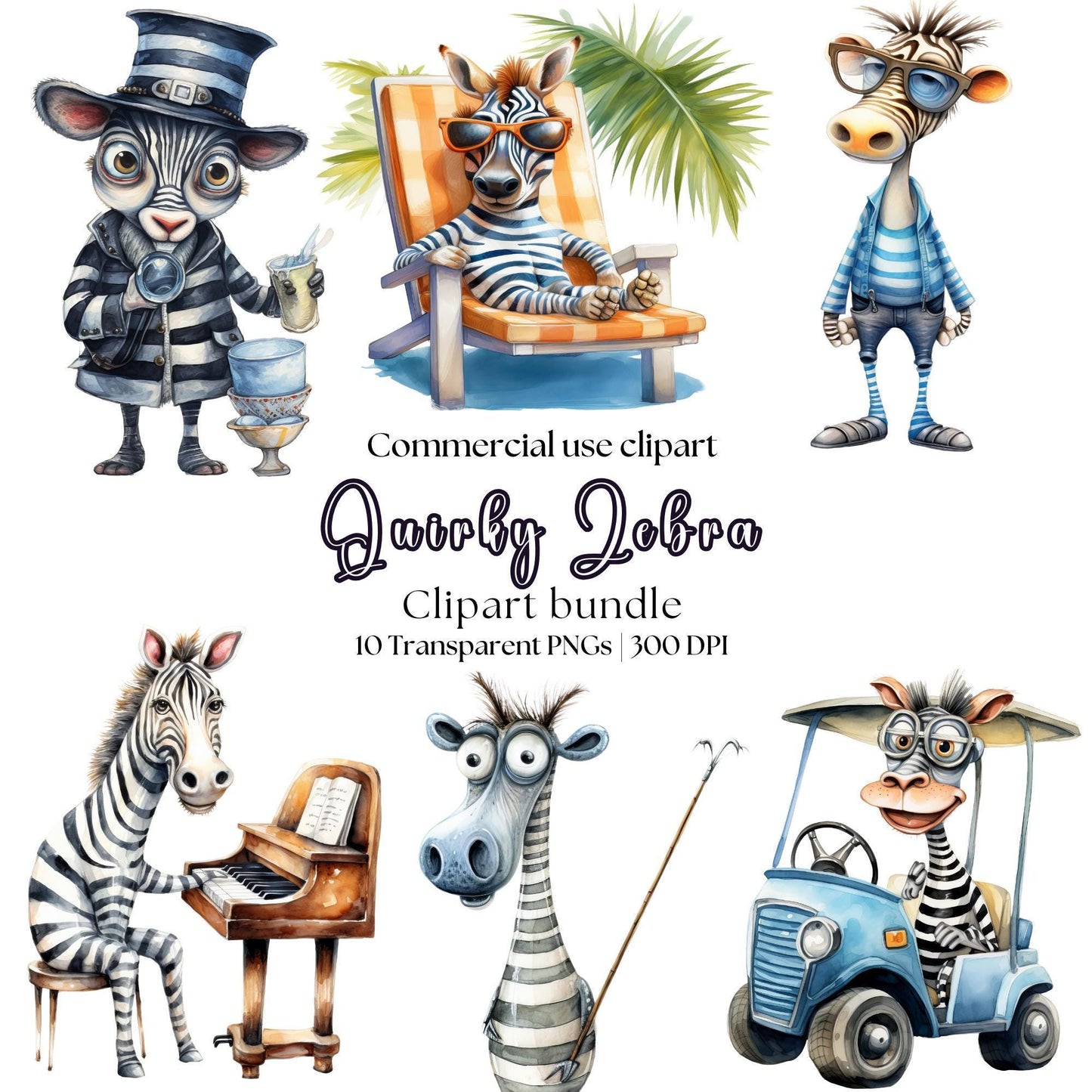 Quirky Zebra Clipart
