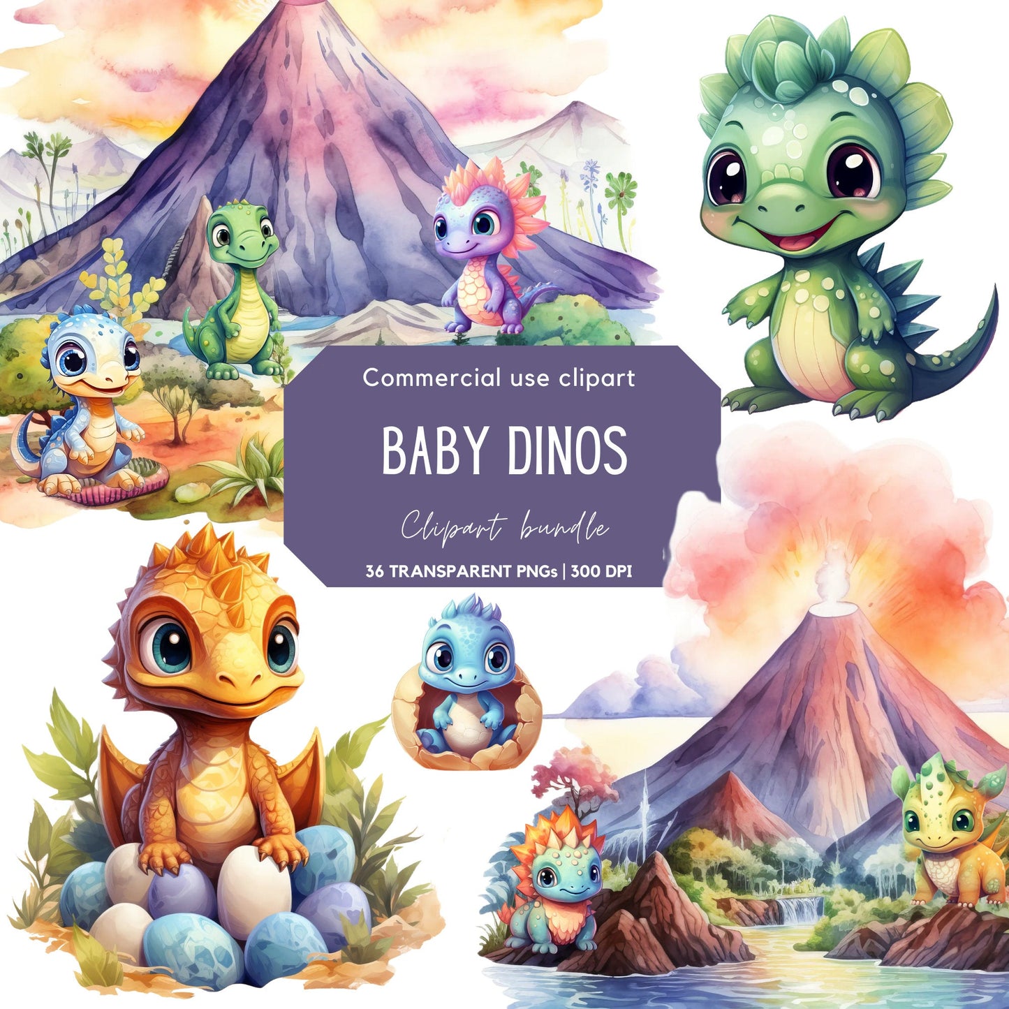 Cute Baby Dino Clipart