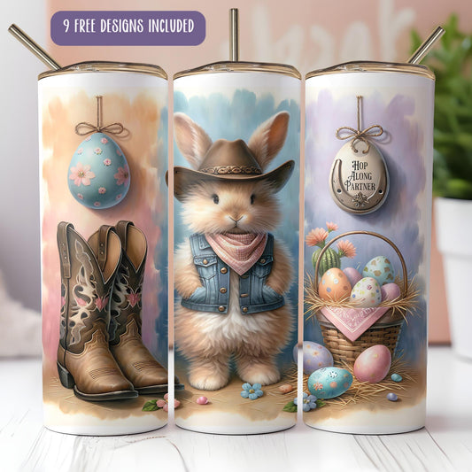 a set of three coffee mugs with a picture of a dog wearing a cowboy