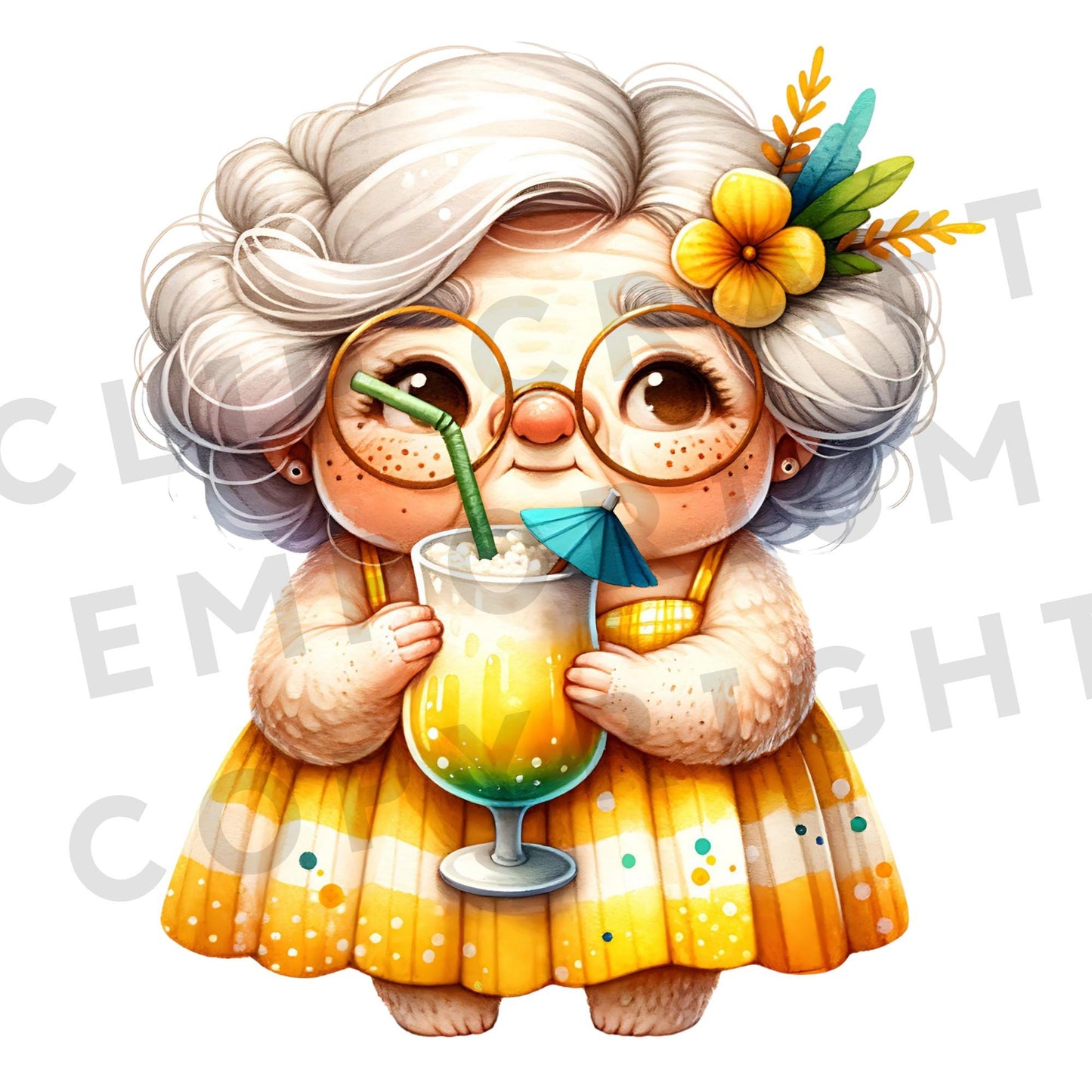 Quirky Old Lady Clipart