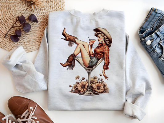 Cowgirl Martini Glass PNG