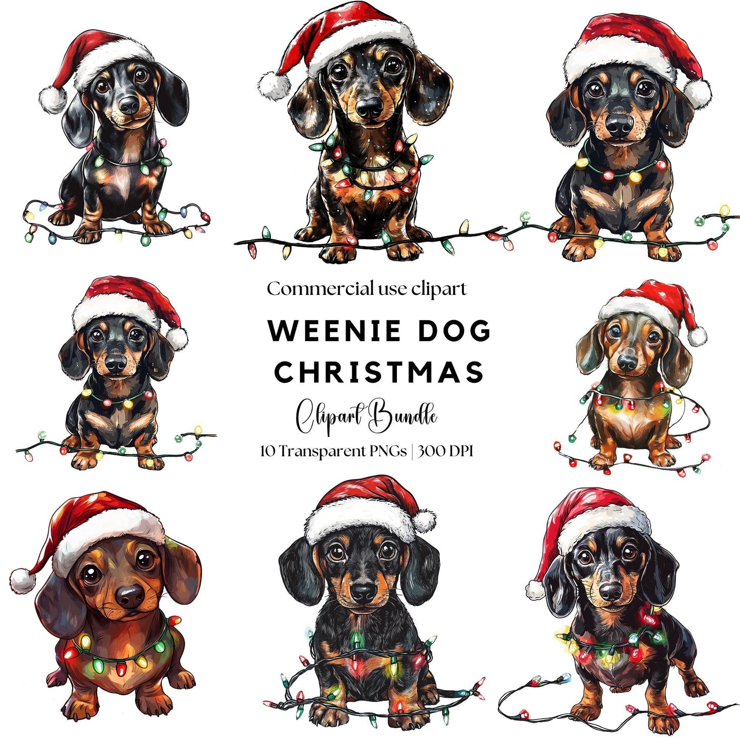 Christmas Weenie Dog Clipart