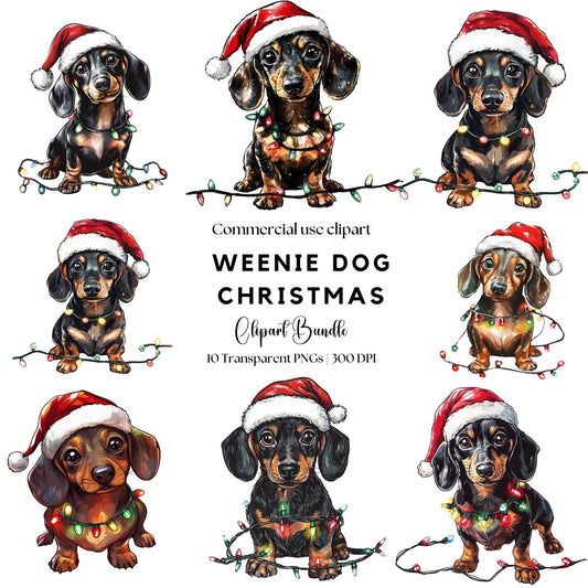 Christmas Weenie Dog Clipart