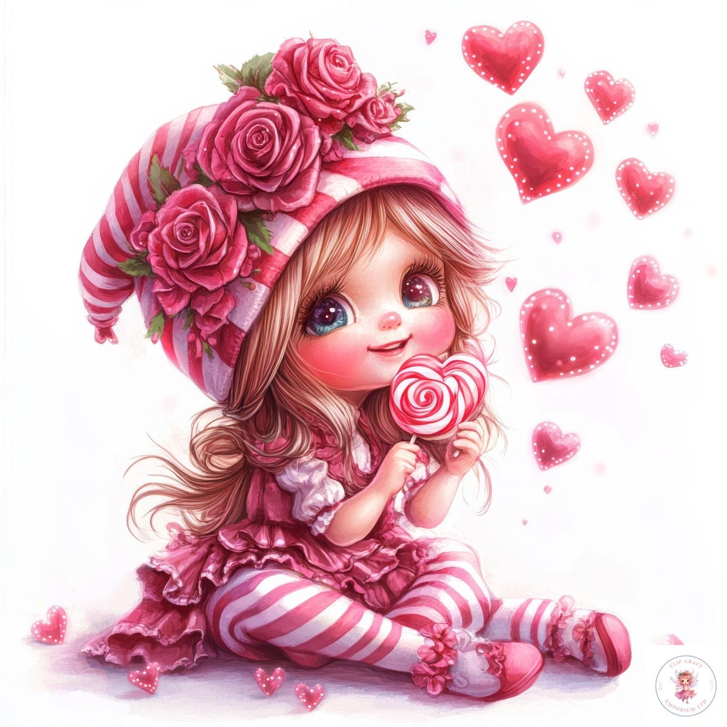 Pink Valentines Gnome Clipart