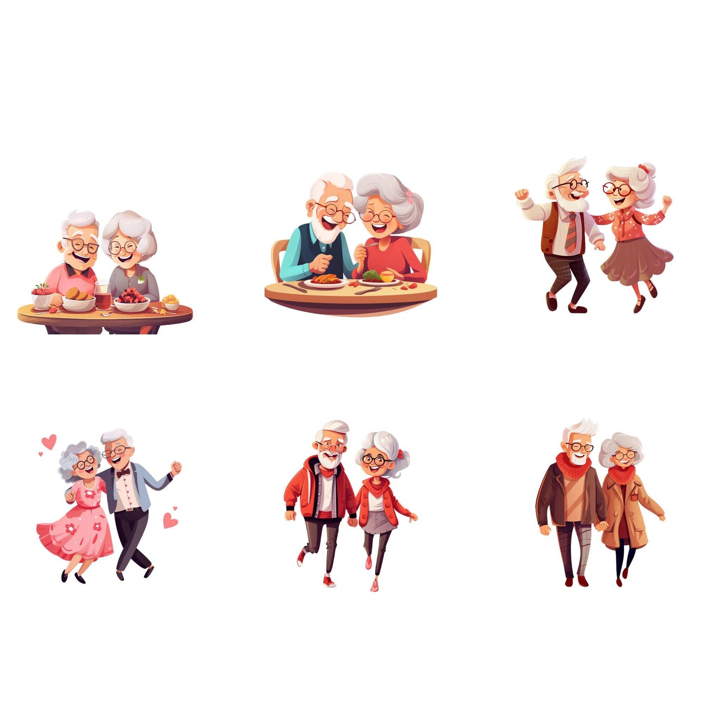 Quirky Old Couples Clipart