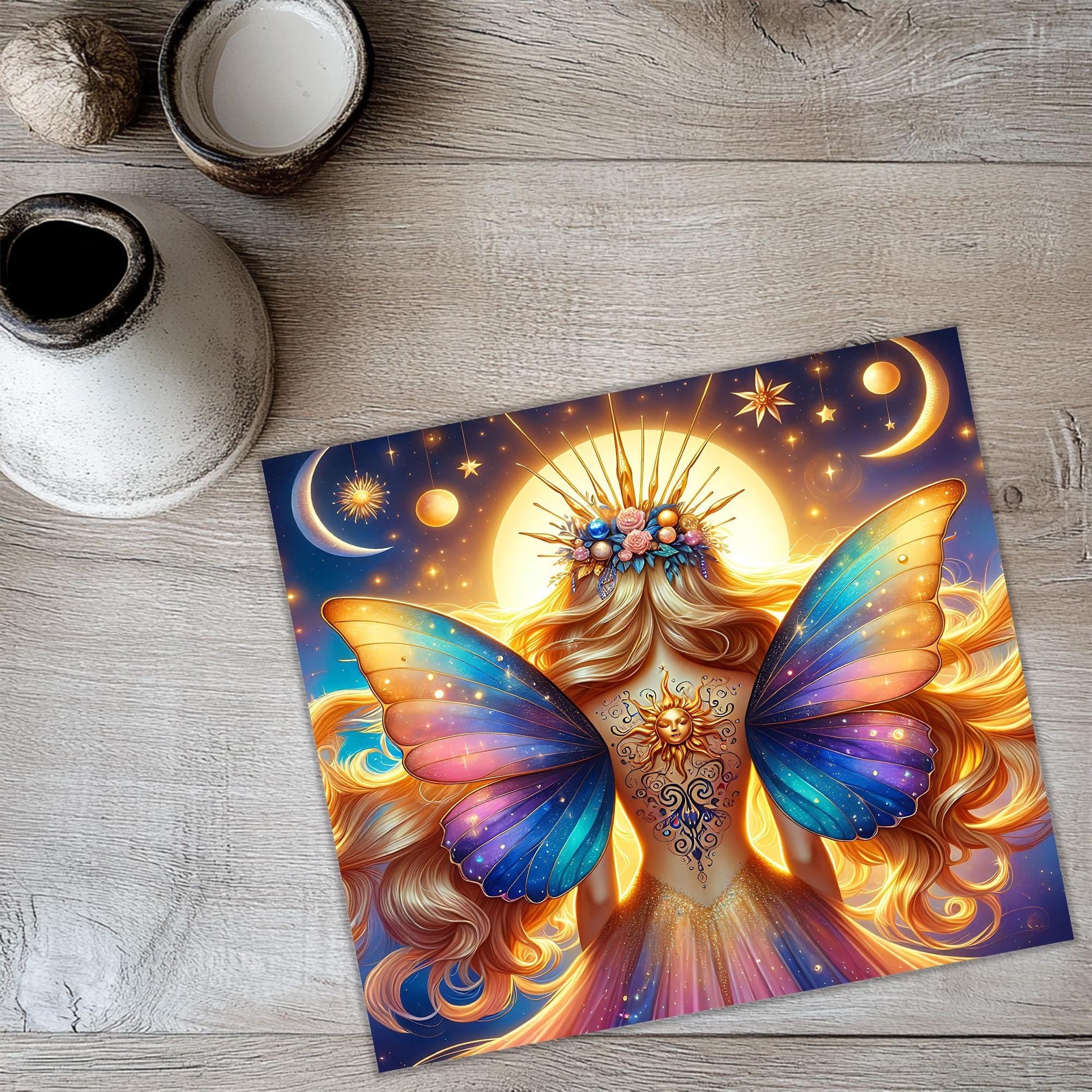 a painting of a woman with a butterfly wings