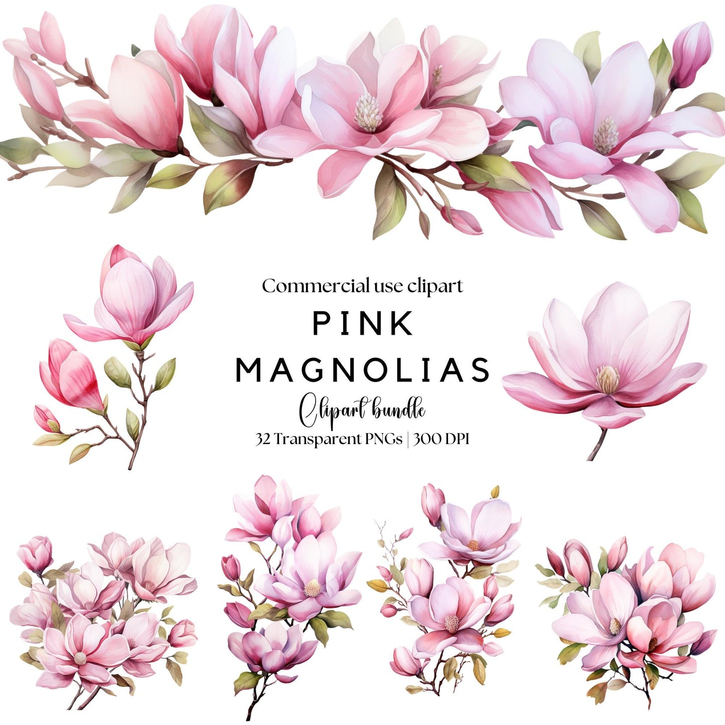 Clipart de magnolia rosa