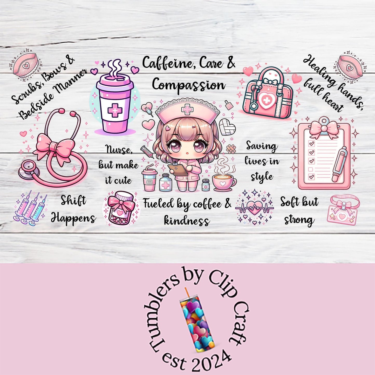a drawing of a girl's life with coffee and coffee cups