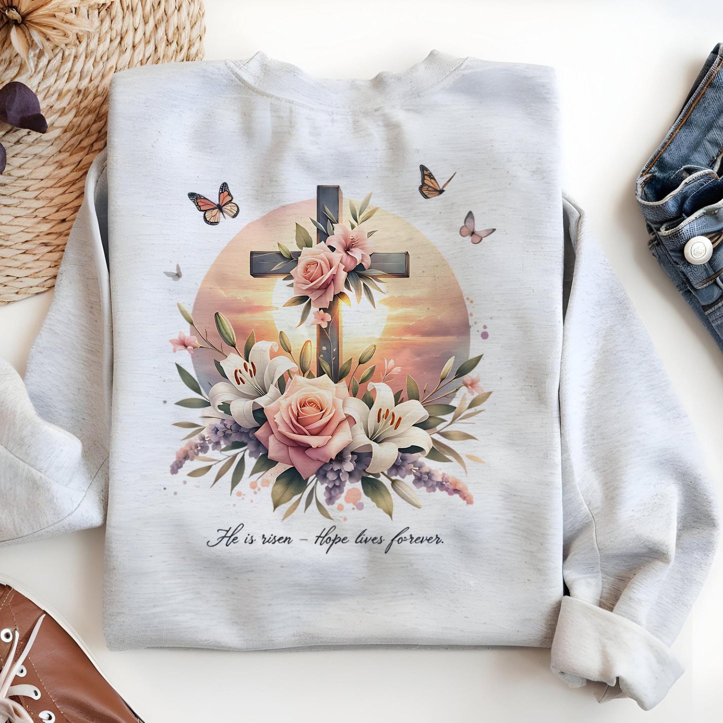 Christian Easter Sublimation Designs | Bible Verse Png | He Is Risen Png | Easter Shirt Png | Boho Wildflower Png | Digital Download