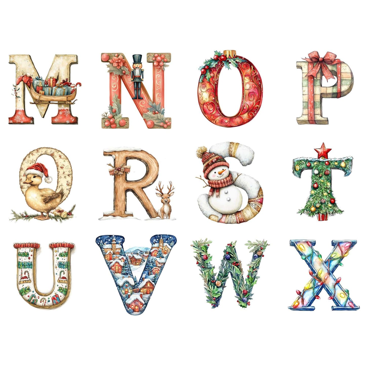 Christmas Alphabet Clipart