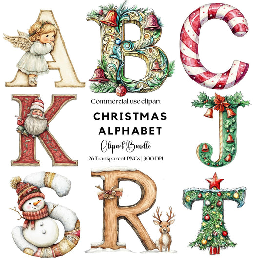 Christmas Alphabet Clipart