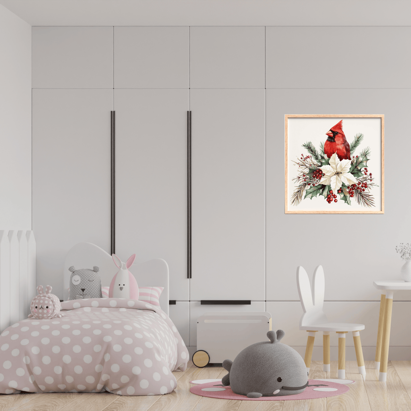 Christmas Cardinal Clipart PNG | Watercolor Red Bird