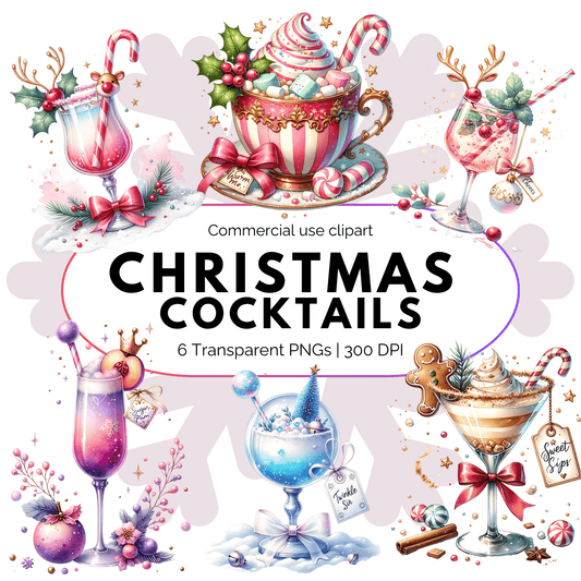 Christmas Cocktail Clipart PNG – Festive Holiday Drink Illustrations