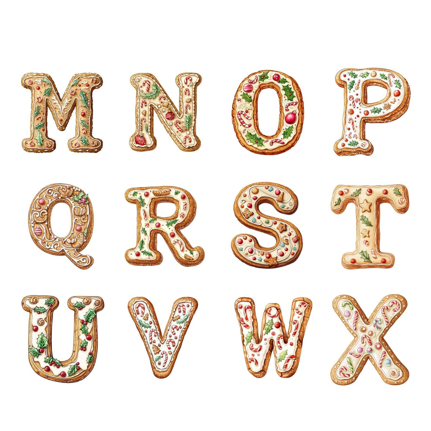 Christmas Gingerbread Alphabet Clipart