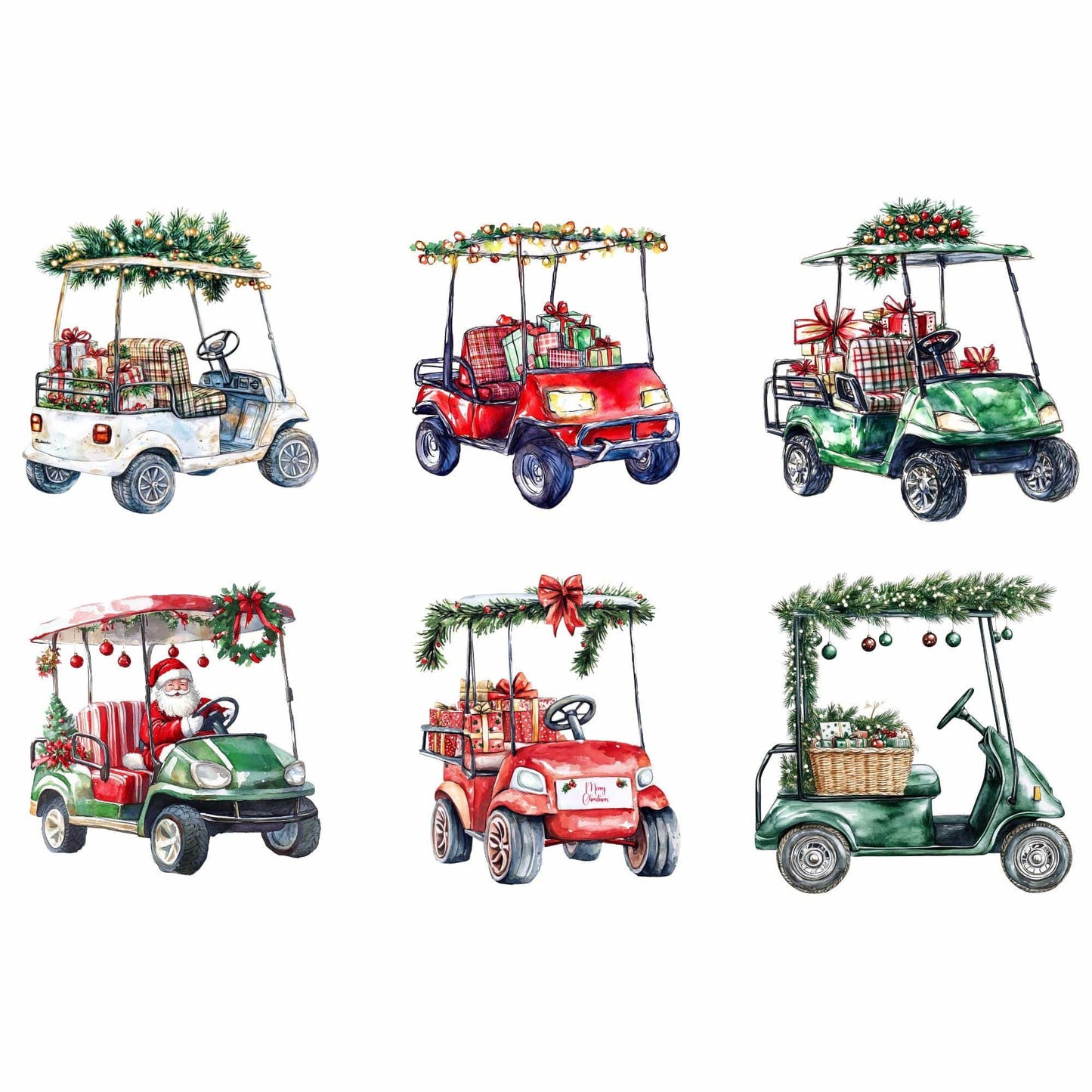 Christmas Golf Cart Clipart