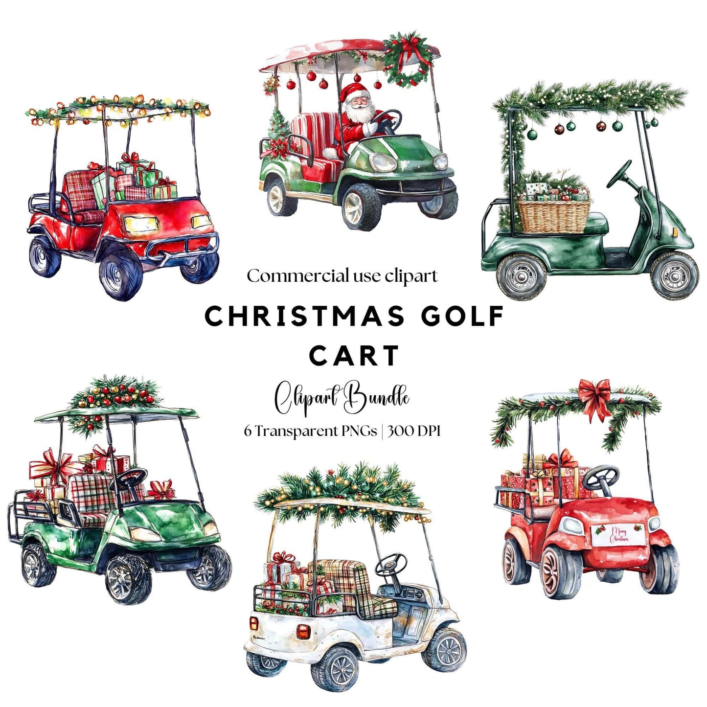Christmas Golf Cart Clipart