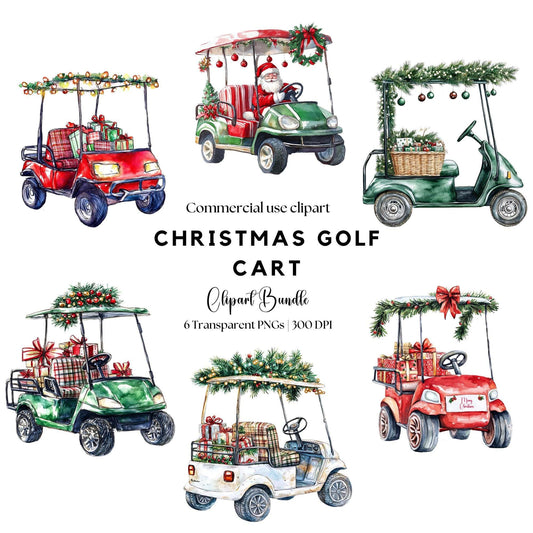 Christmas Golf Cart Clipart