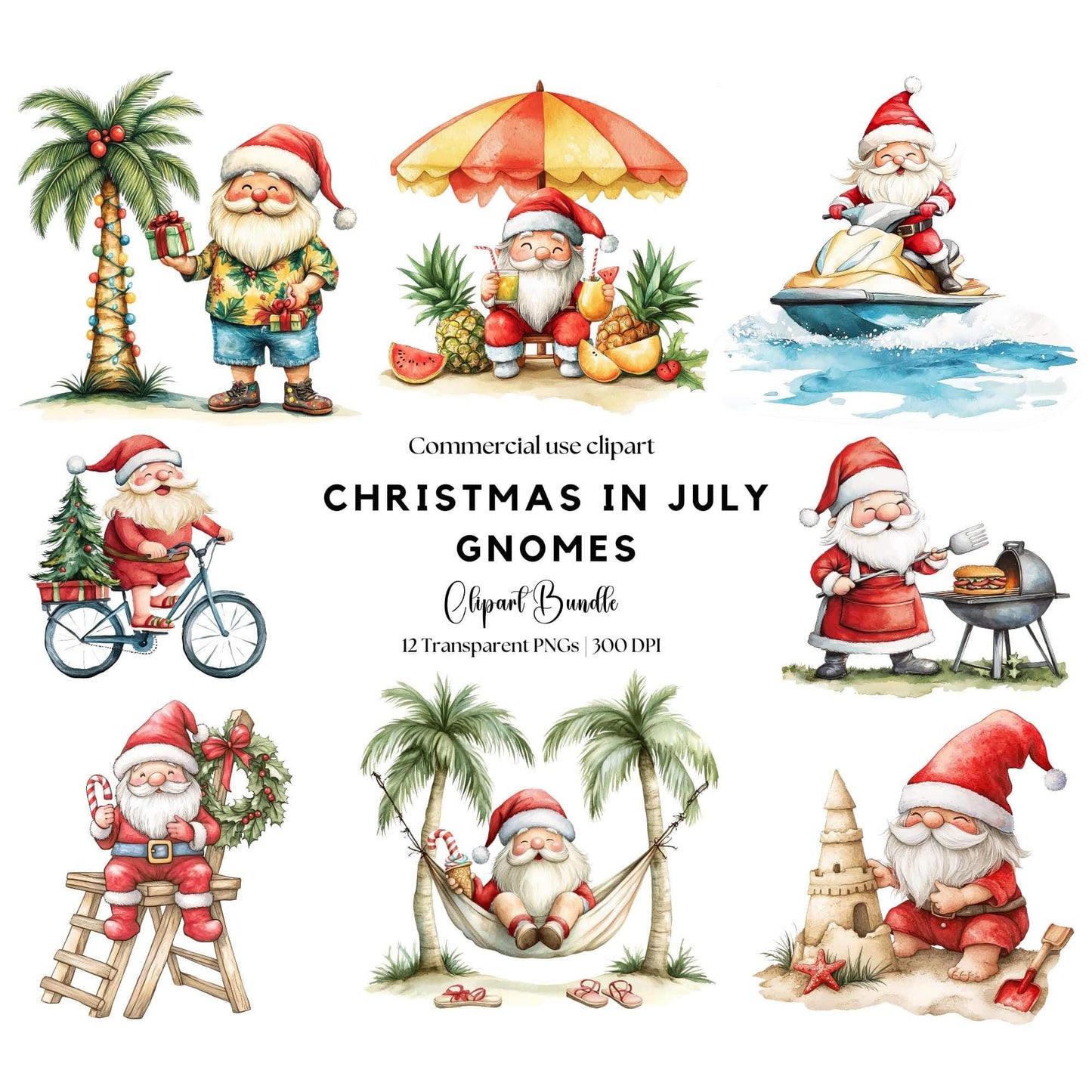 Christmas in July Gnome Clipart