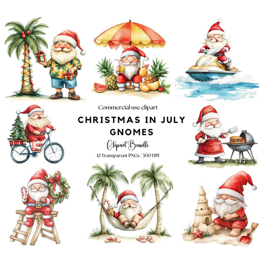 Christmas in July Gnome Clipart