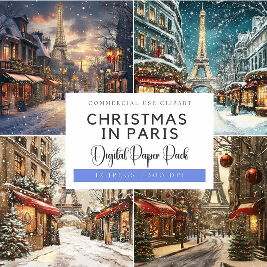 Christmas in Paris Digital Papers