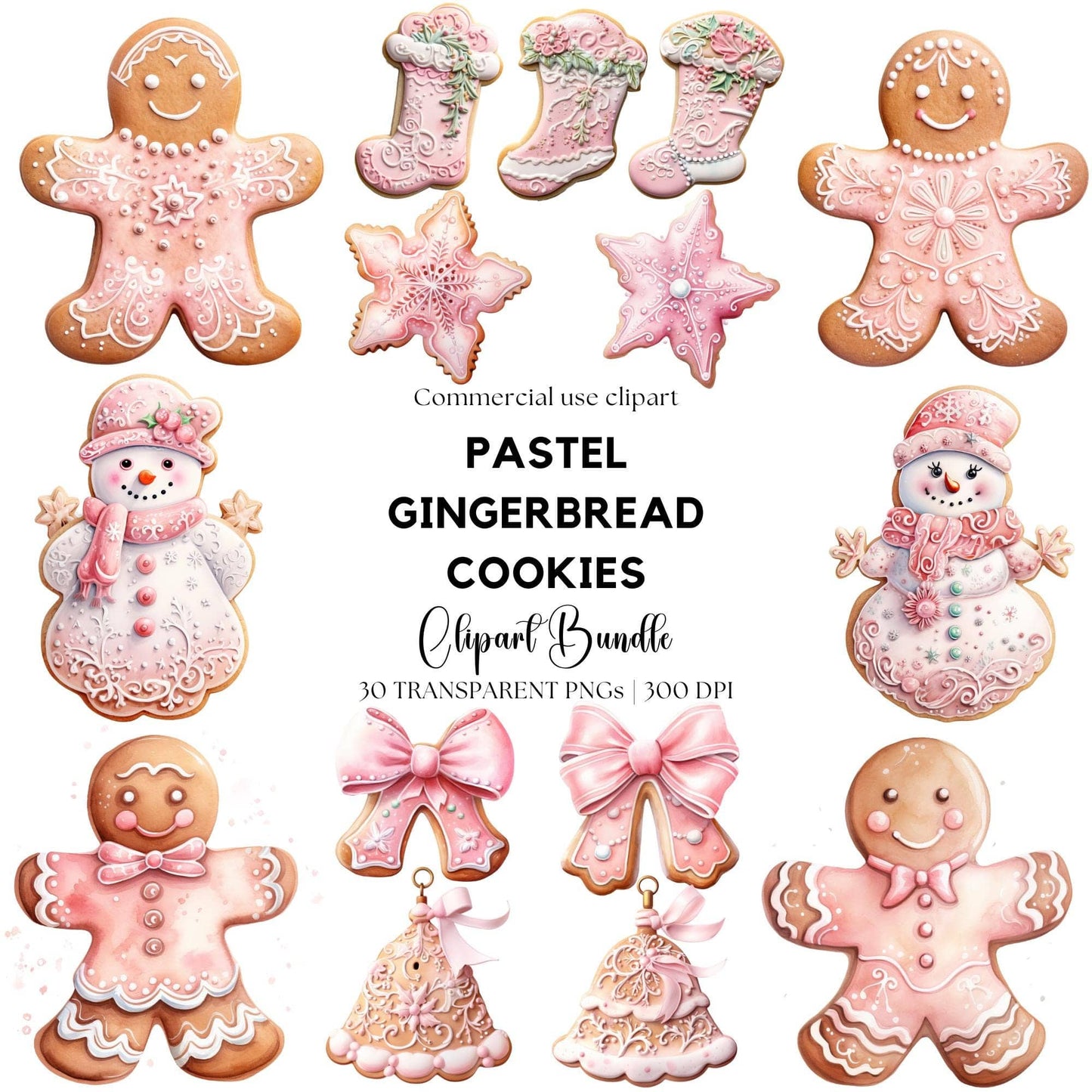 Christmas Pastel Gingerbread Cookie Clipart