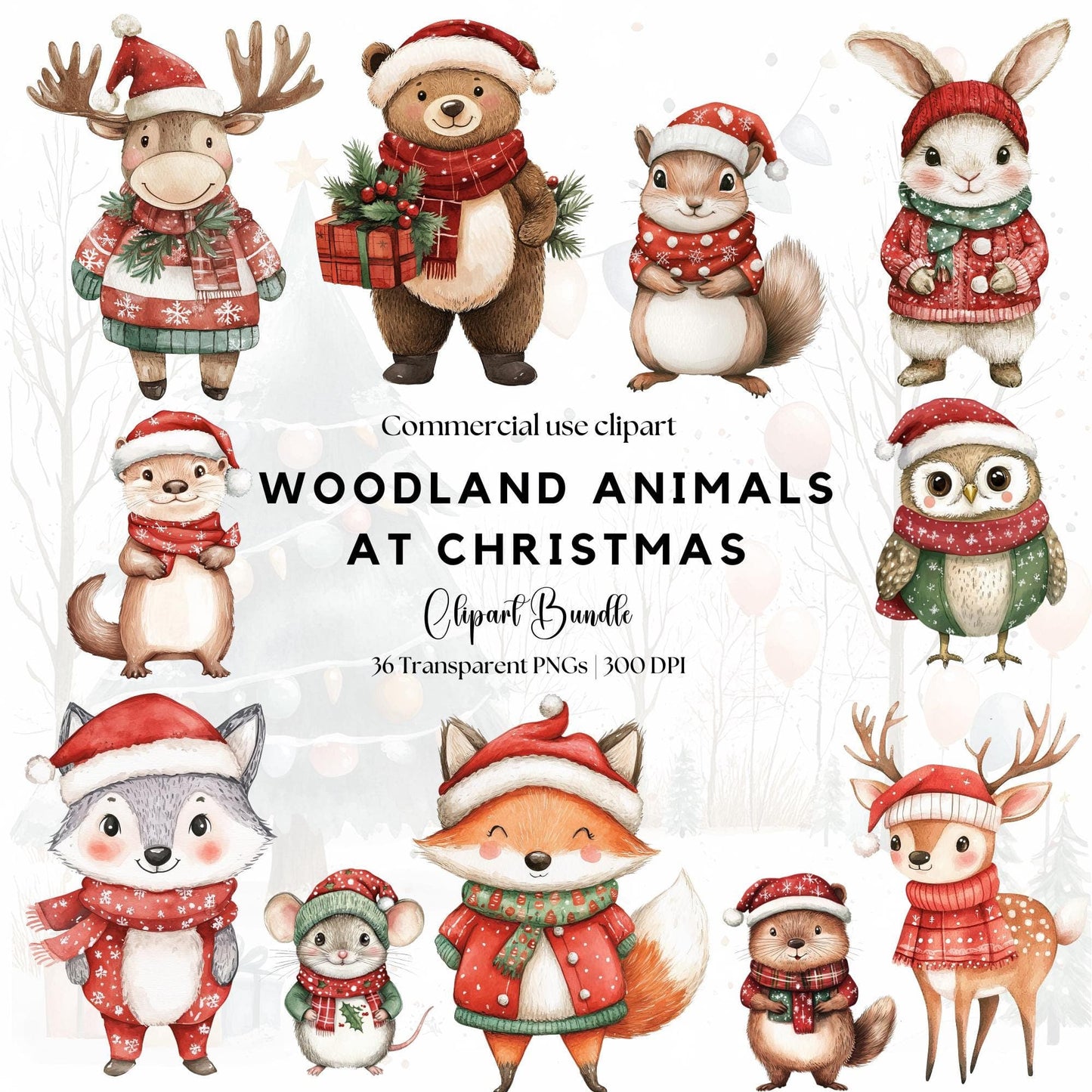 Christmas Woodland Animals Clipart