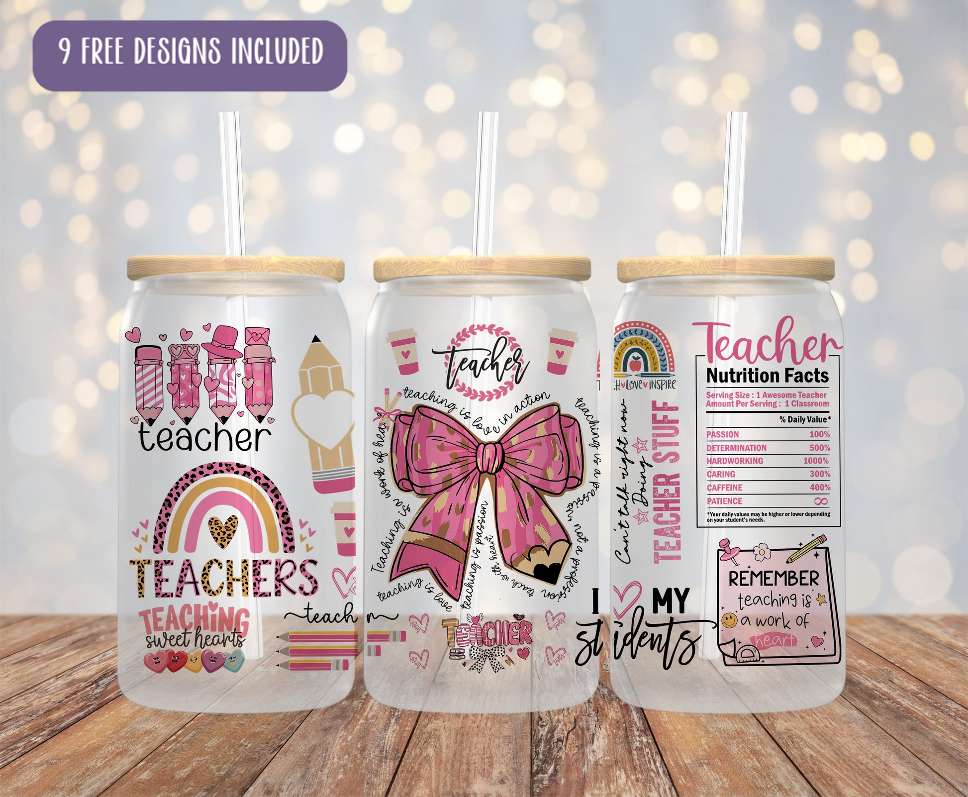 a set of three personalized teacher's day tumblers