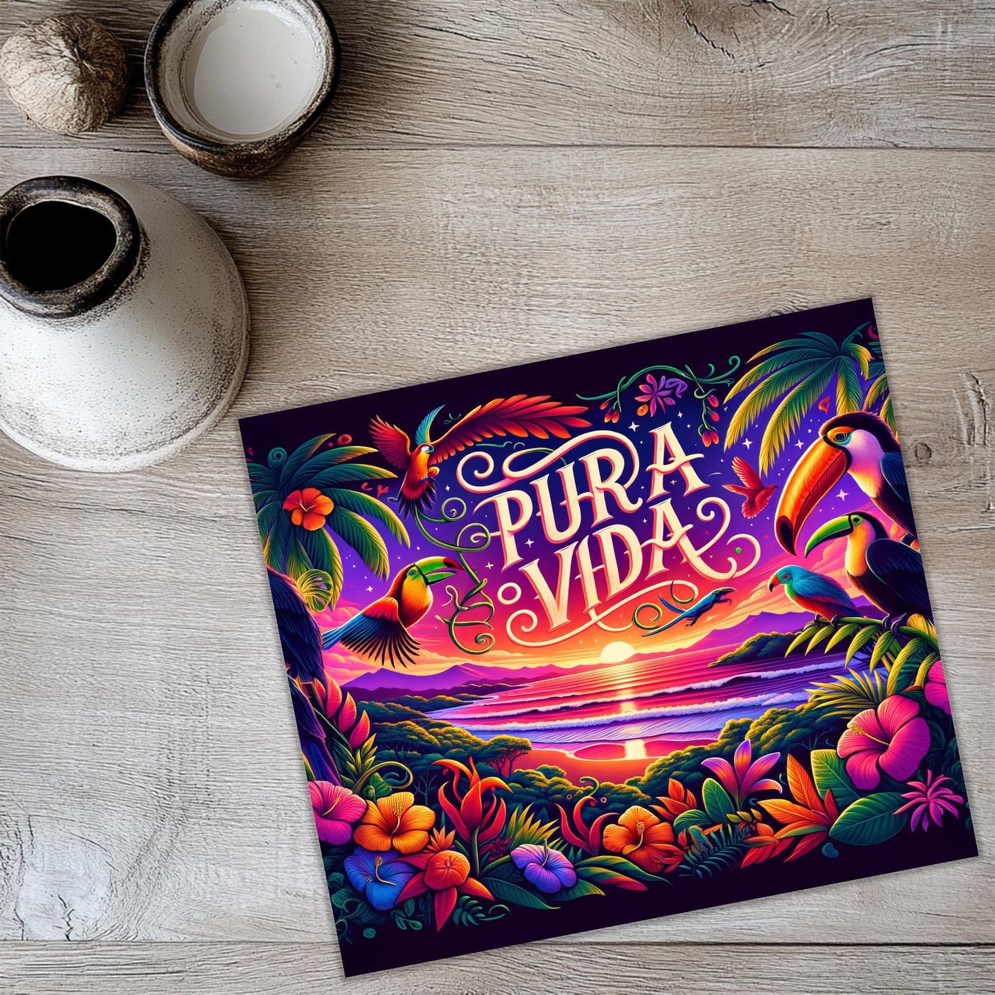 a card with the words pura vida on it