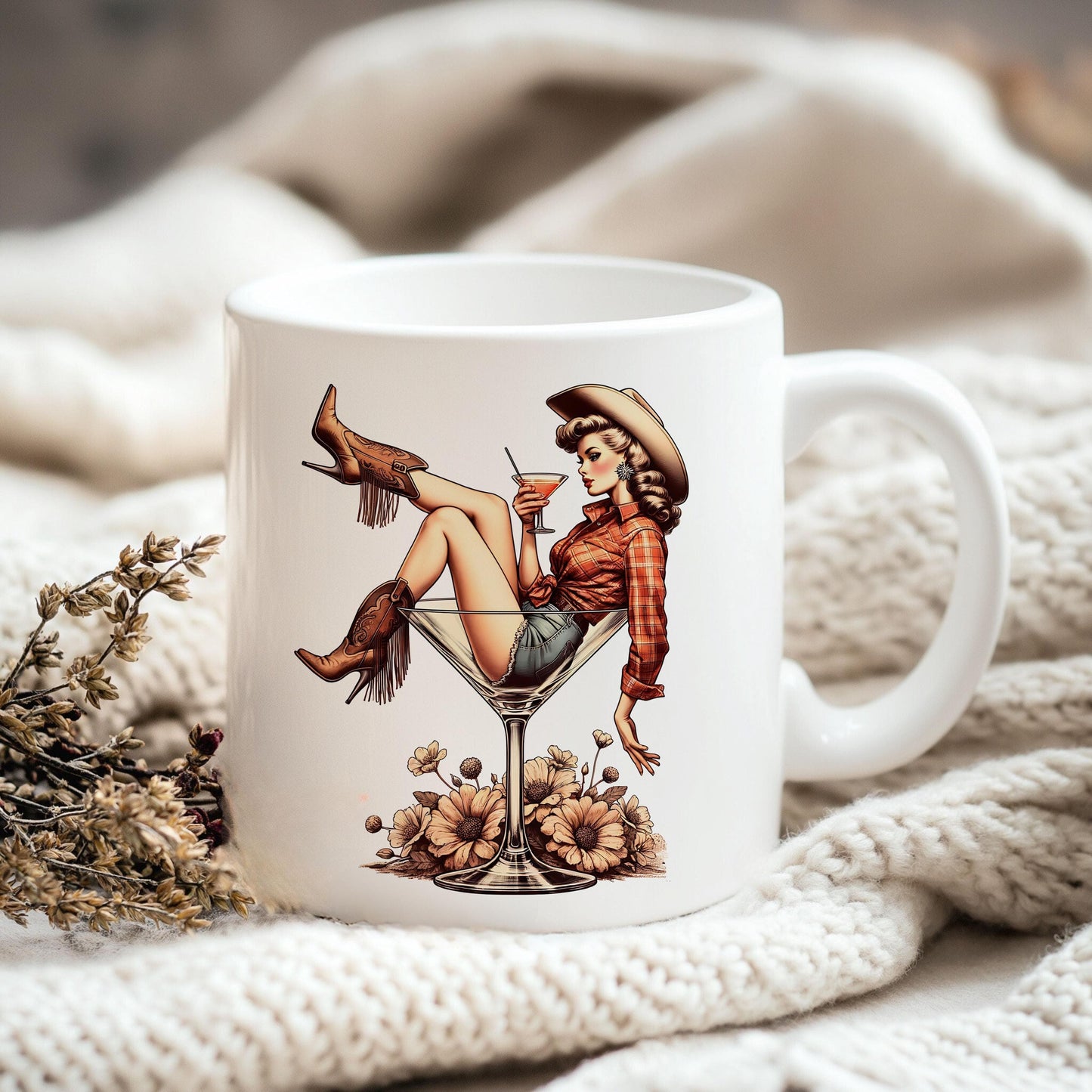 Cowgirl Martini Glass PNG