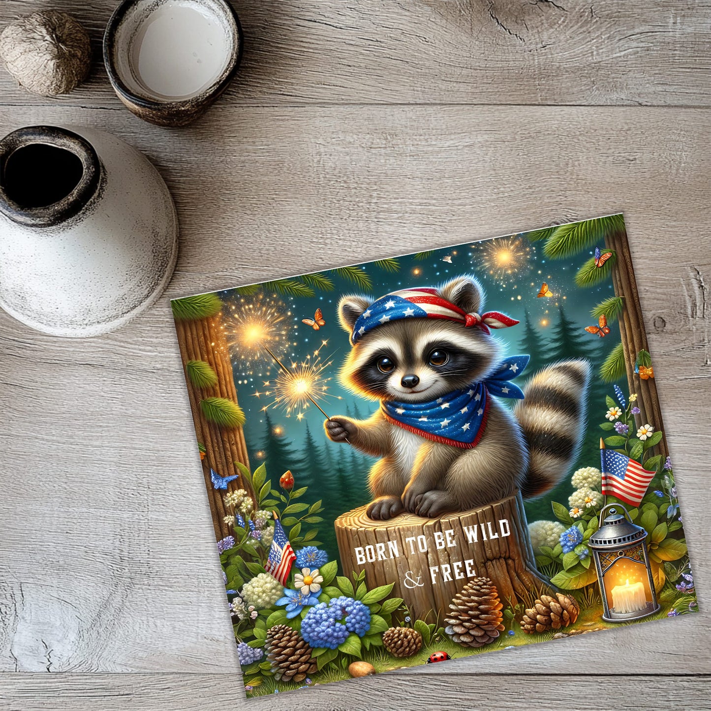 Cute 4th July Raccoon Tumbler Wrap