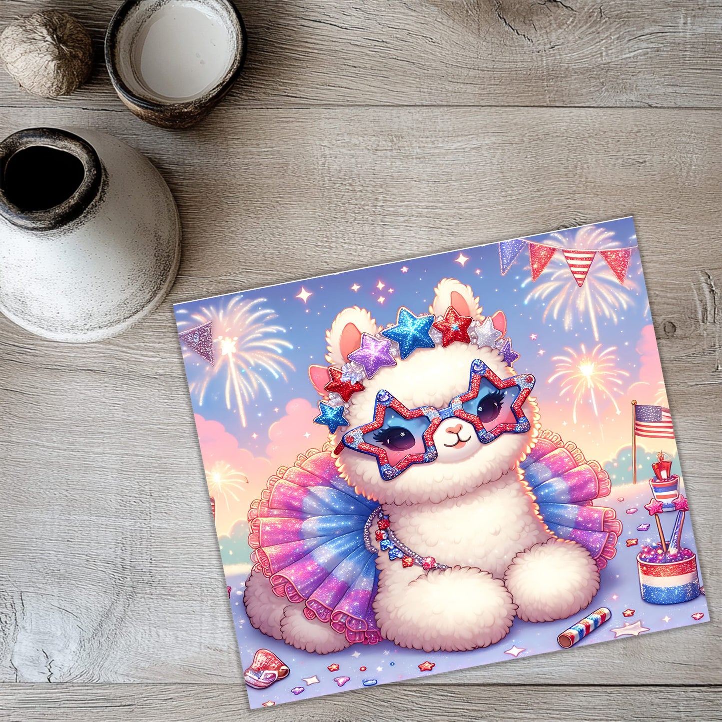 Cute Alpaca 4th July Tumbler Wrap