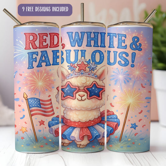 Cute Alpaca 4th July Tumbler Wraps
