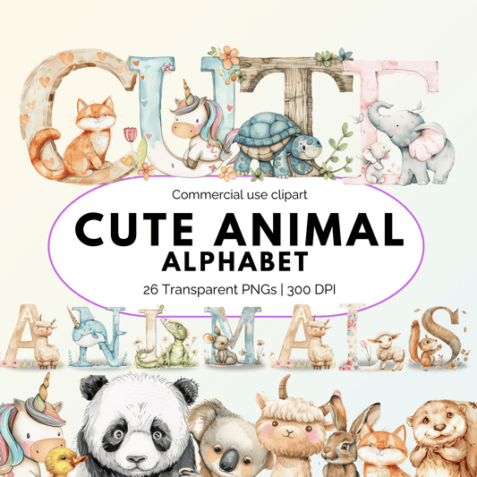 Cute Animal alphabet letter clipart