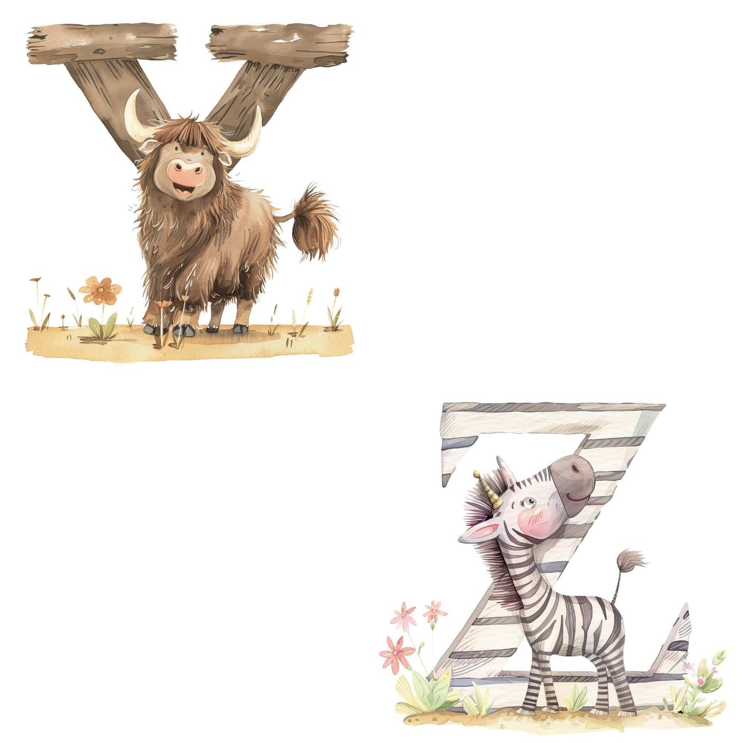 Cute Animal alphabet letter clipart