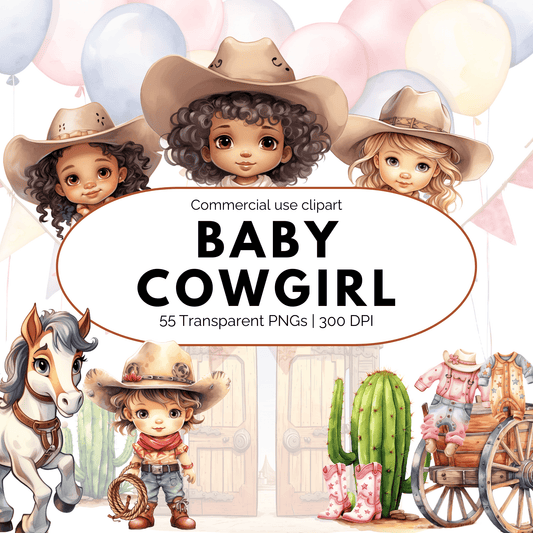 Cute Baby Cowgirl Clipart