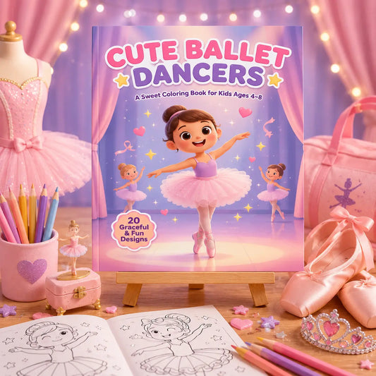 Cute Ballet Dancers Colouring Book for Kids Ages 4–8 | Ballet Princess Printable Activity Book | PLR & MRR Included