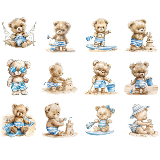 Cute Beach Bears clipart