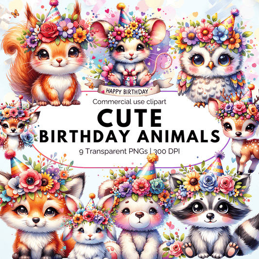 Cute Birthday Animal Clipart
