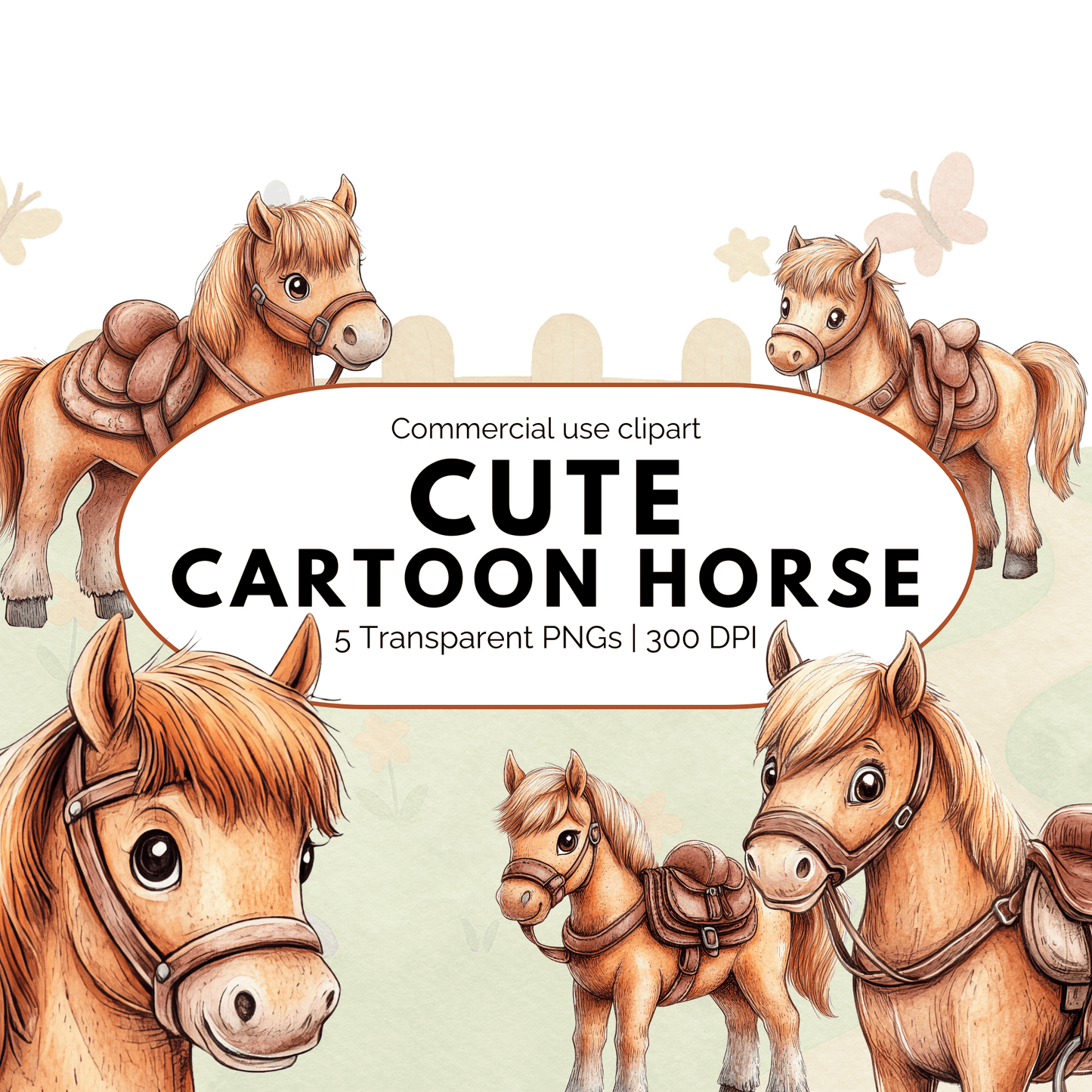 Cute Cartoon Horse Clipart