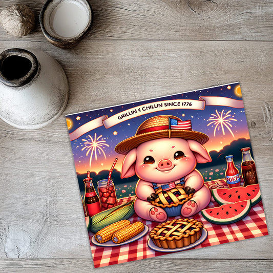 Cute July 4th Pig Tumbler Wrap