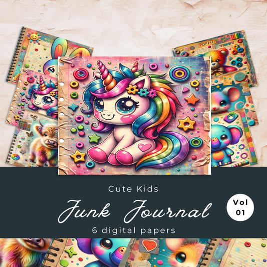 Cute Kids Junk Journal Paper
