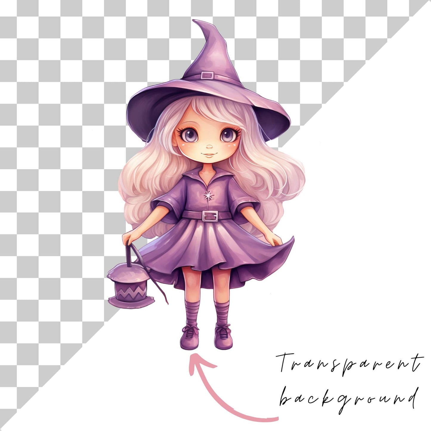 Cute Pastel Witch Clipart