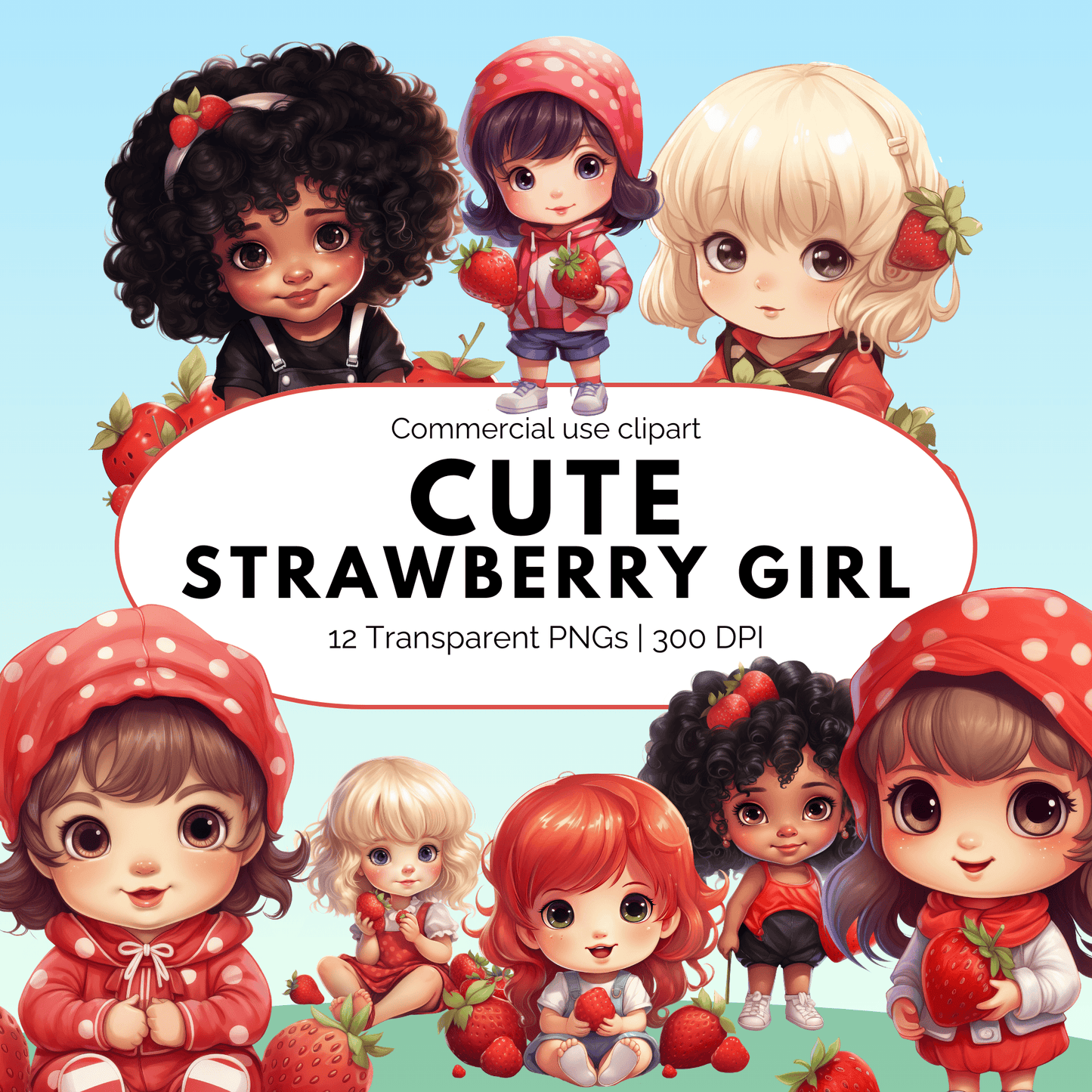 Cute Strawberry baby girl clipart